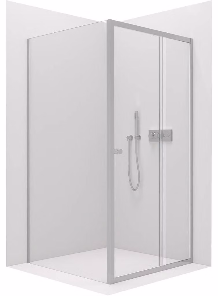 CERANO - Box doccia Varone POINT L/P - 6 mm - cromato, vetro trasparente - 90x100x195 cm - scorrevole