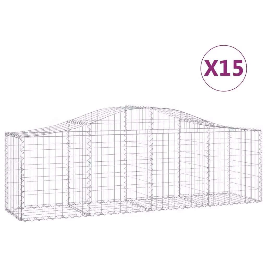 Set di 15 Cesti Gabbioni ad Arco Videx in Acciaio Zincato Colore Argento L/P/H: 200 x 50 x 60/80 cm – 2