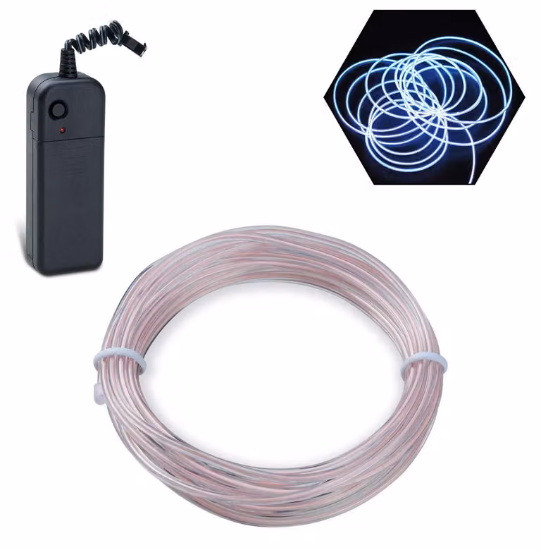 Tubetto luminoso a LED, cavo da 5 metri, bianco, 3 modalità, ideale per feste