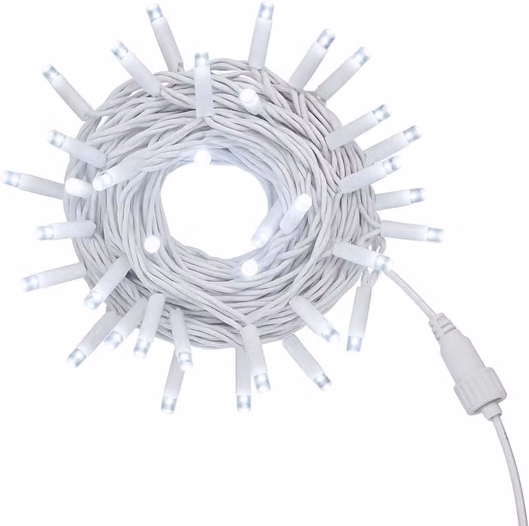 ETTROIT Catena Luminosa 100 LED, 10Mt, Luce Bianca, Cavo Bianco, IP65, Prolungabile, Effetto Flash , ghirlanda nataliza, negozi, balcone