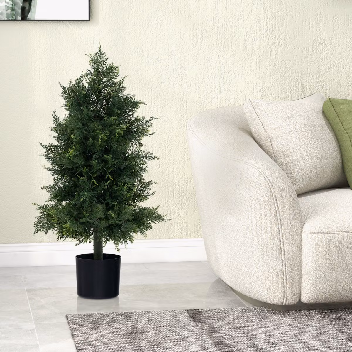 Albero di cedro artificiale verde Costway con vaso in plastica per decorazione casa