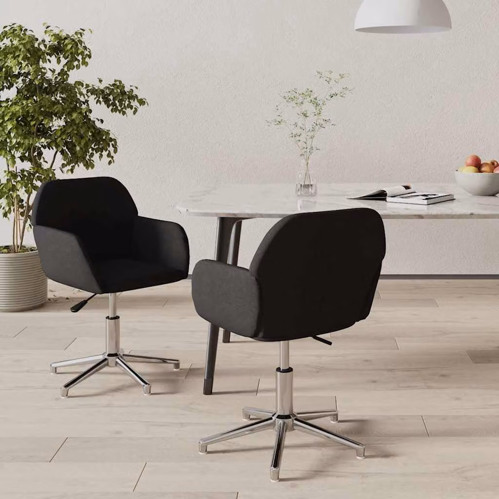 Set di 2 sedie da pranzo girevoli vidaXL in tessuto nero con design moderno – 1