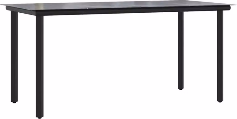 Tavolo Pranzo Giardino Nero 160x80x74 Acciaio e Vetro Temperato