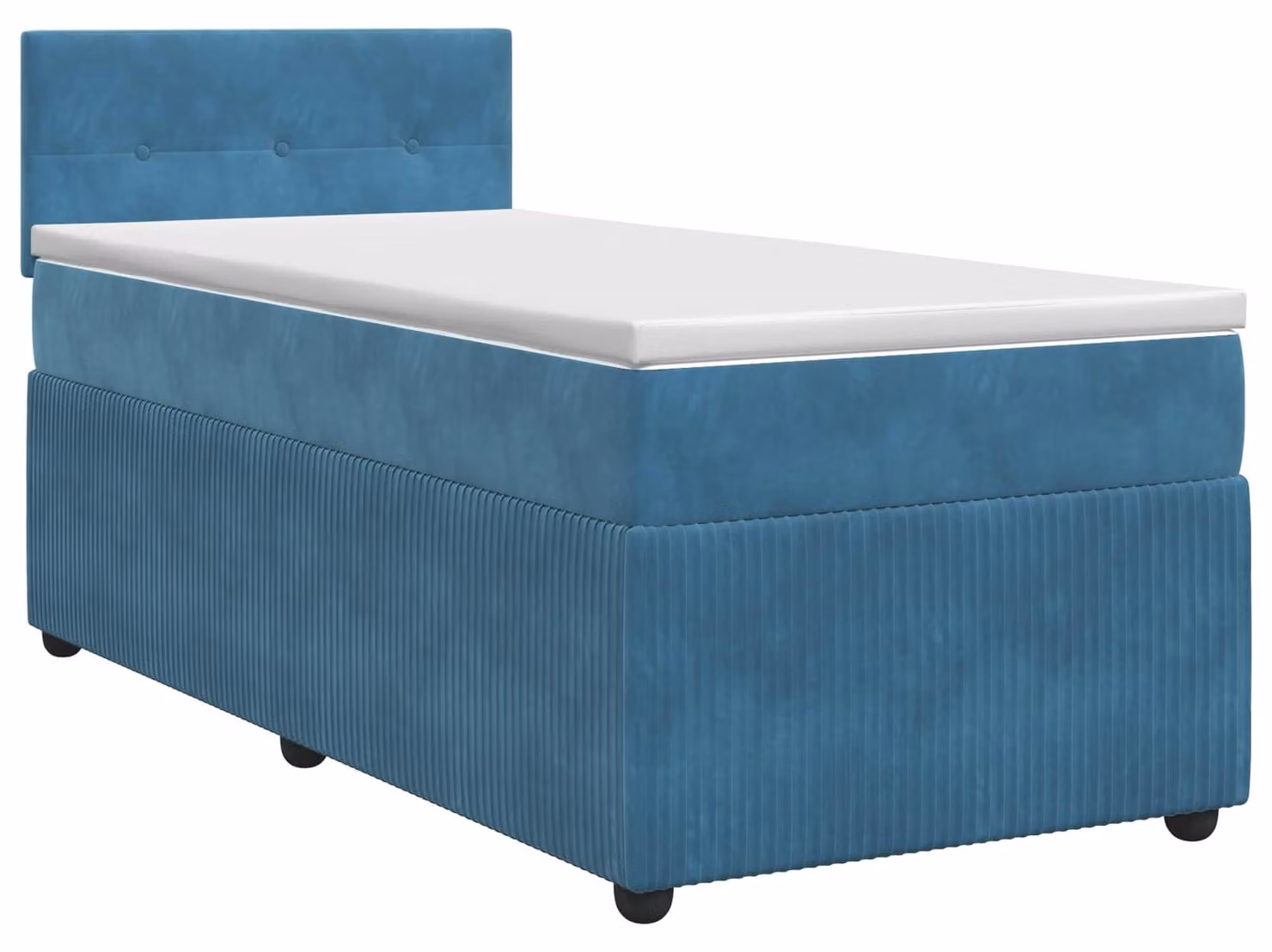 Letto a molle con materasso blu scuro 100 x 200 cm in velluto