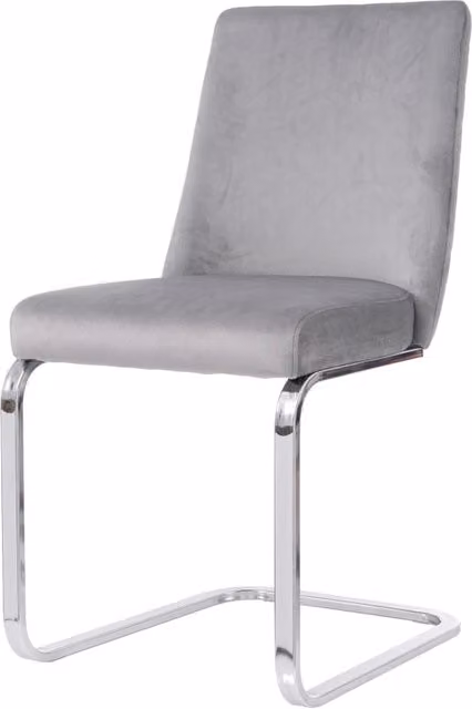 Set di 2 sedie da pranzo in velluto grigio con gambe in metallo argento, design schienale a diamante