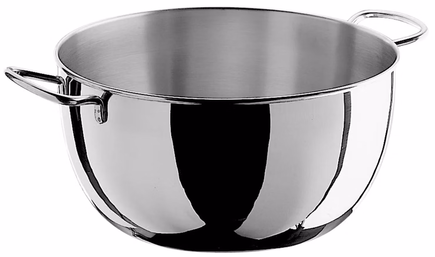 Bastardella base piana in acciaio inox con due maniglie, diam.16cm