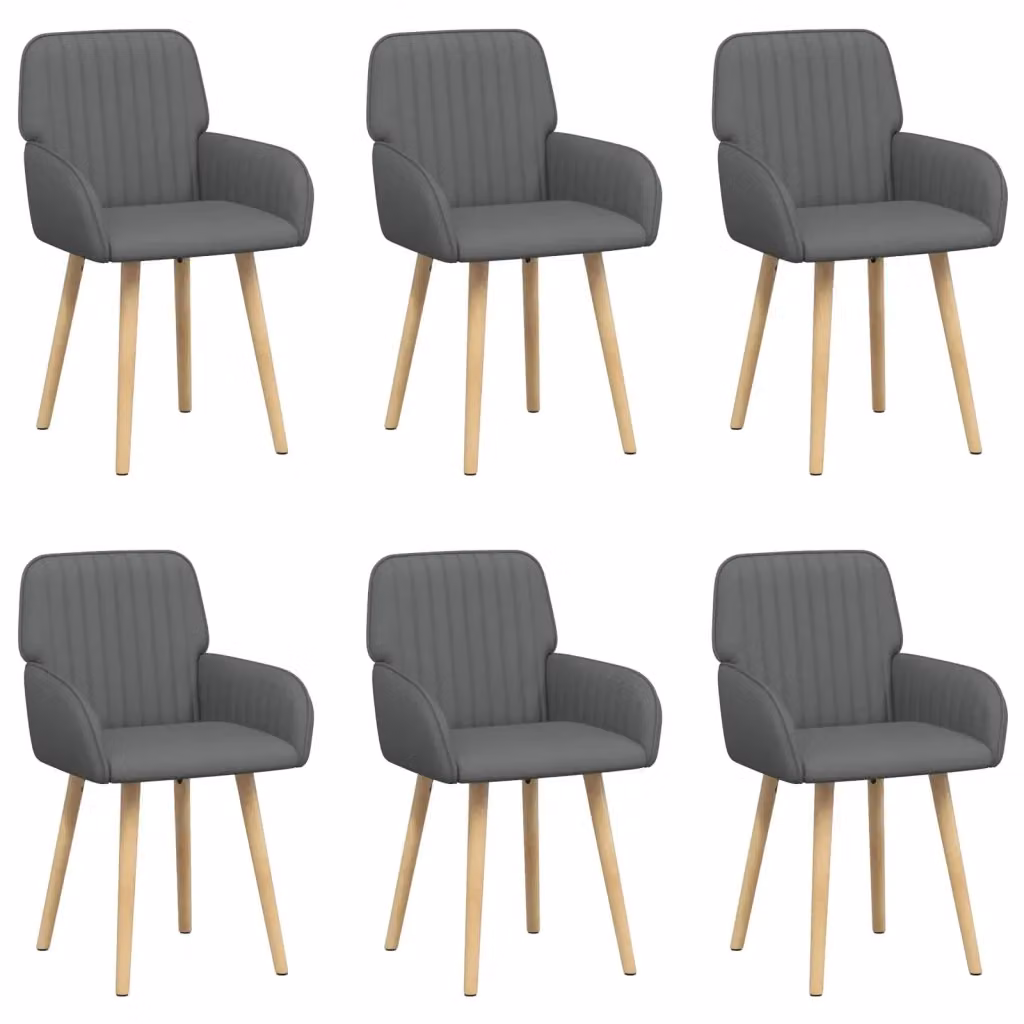 Set di 6 sedie da pranzo moderne vidaXL in tessuto grigio con struttura in legno e metallo L: 56,5 cm, P: 50 cm, H: 87,5 cm – 2