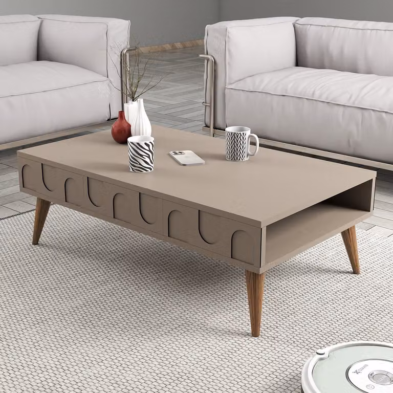 Skye Decor, Lione 34 - Atlas, Walnut, tavolino, Atlas, 100% pannelli truciolari rivestiti in melamina, 105 x 60 x 34,6 cm