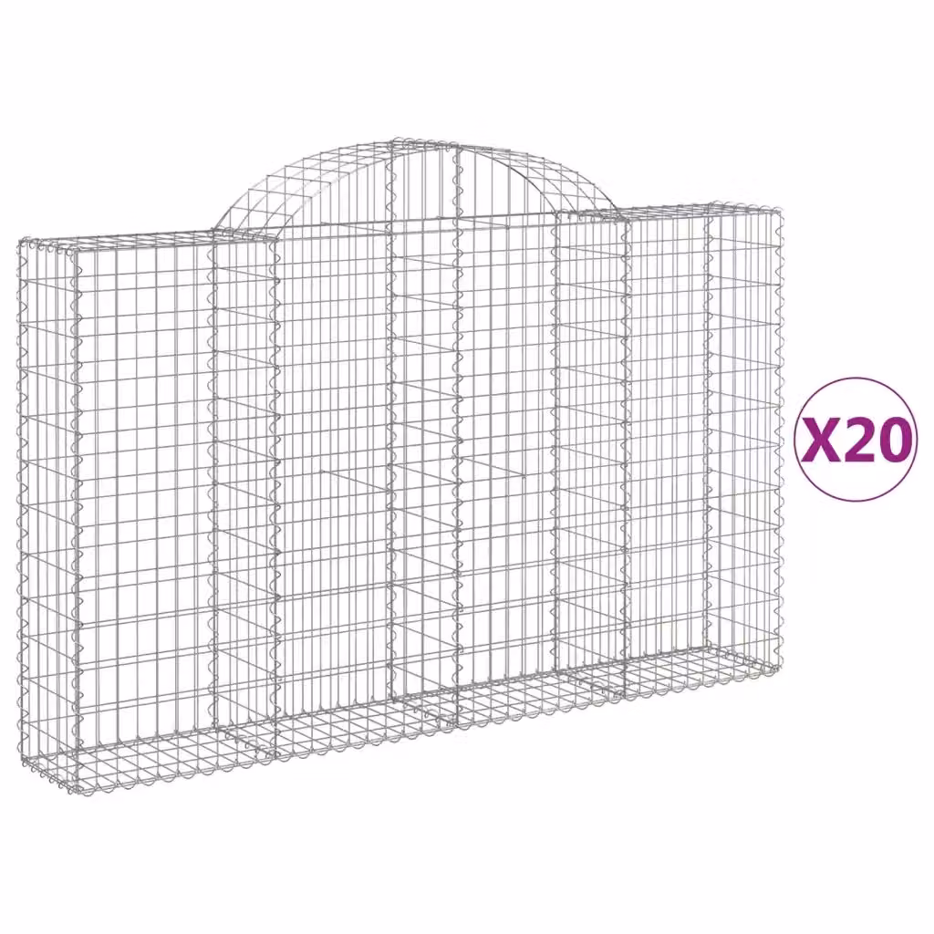 Set di 20 Cesti Gabbioni ad Arco vidaXL in Acciaio Zincato Argento L: 200 cm, P: 30 cm, H: 120/140 cm – 2