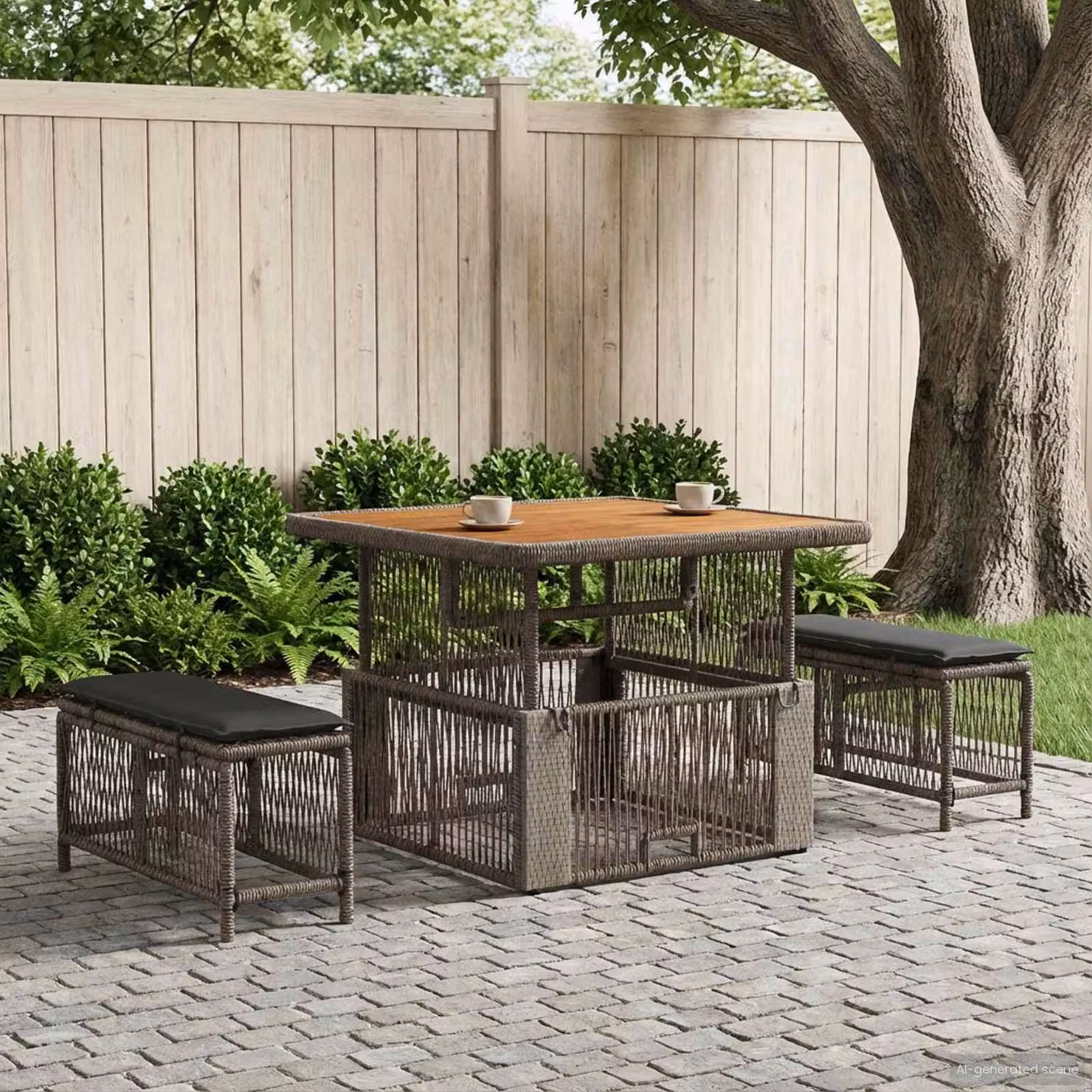 Maison Exclusive - Set da giardino per esterni, composto da 3 pezzi, in rattan sintetico grigio e grigio scuro