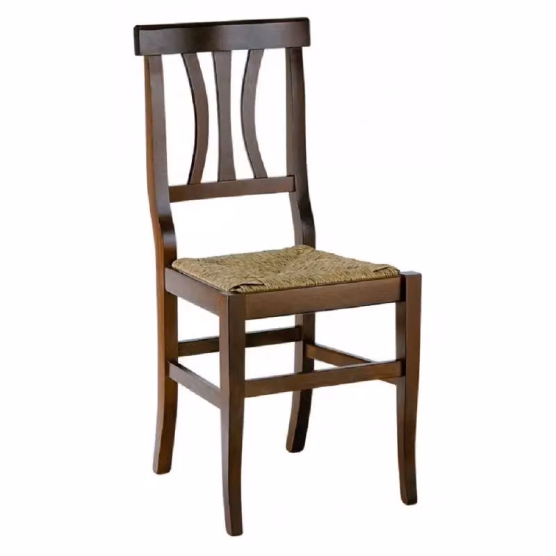 Set di 2 sedie in legno di faggio con seduta in paglia color noce Mobili 2G – 4