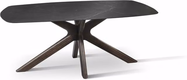 E-Stylo Tavolo fisso rettangolare con top in ceramica marmo nero lucido e base in massello di noce, L: 180 cm, P: 90 cm, H: 76 cm – 1