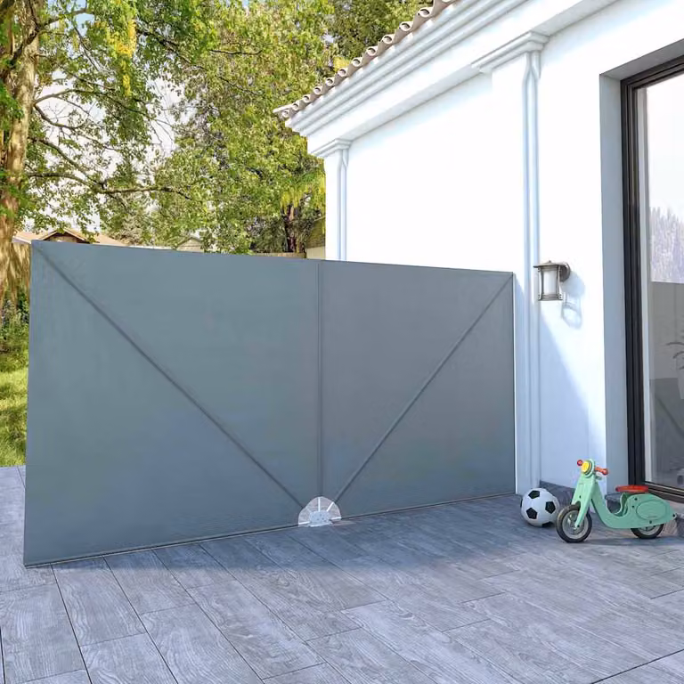vidaXL Tenda Laterale Pieghevole per Terrazza in Poliestere e Acciaio, Grigio, L 400 cm x H 200 cm