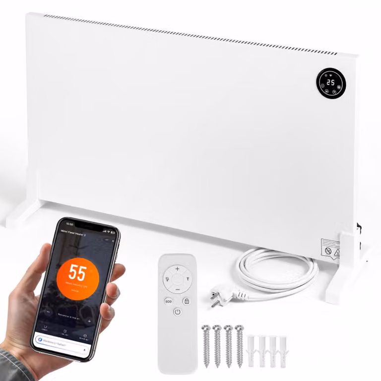 Riscaldatore infrarossi ibrido Ikodm da 1000 W, con Wi-Fi, controllo tramite app, touch screen e telecomando