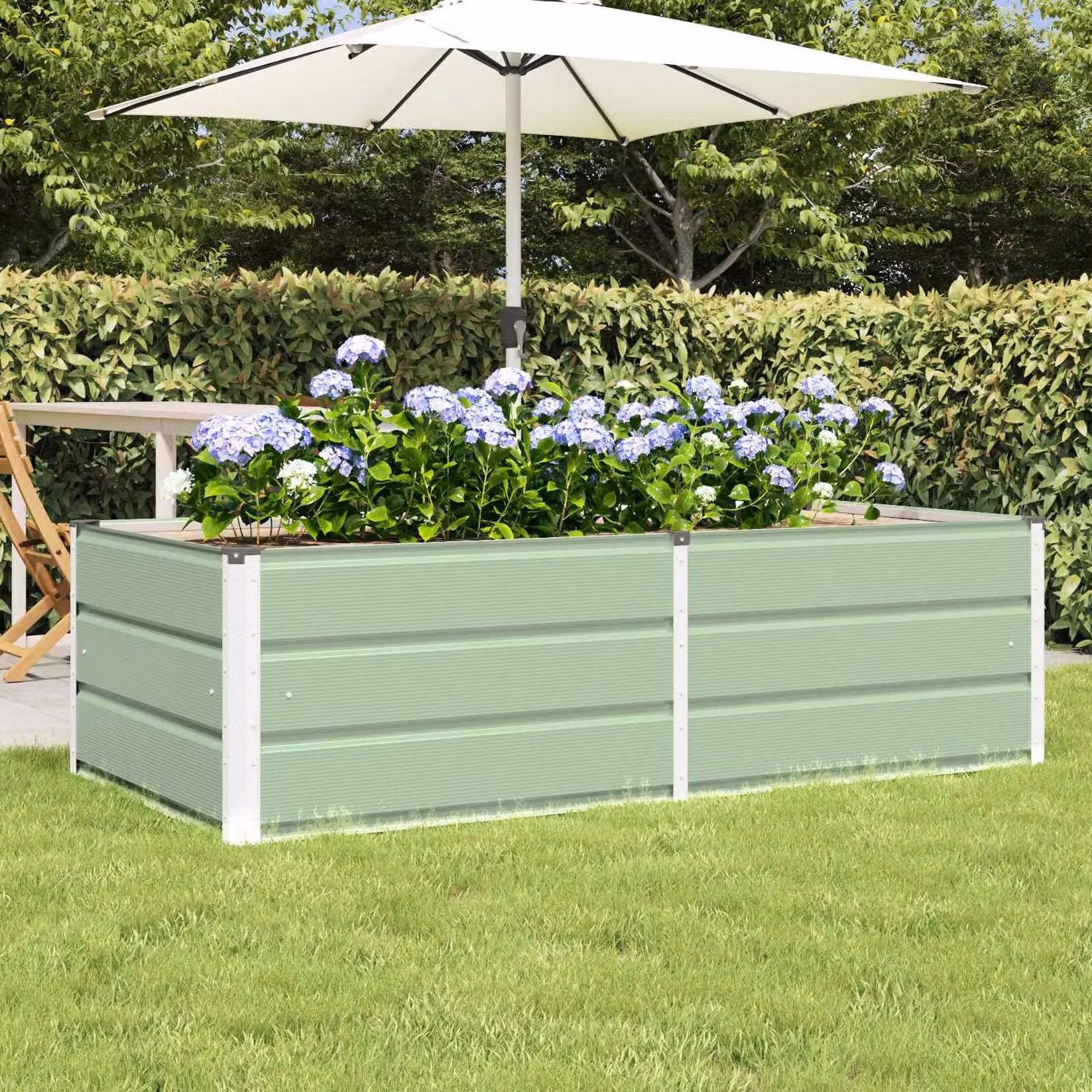 Fioriera verde vidaXL in acciaio e plastica L/P/H: 160 x 80 x 45 cm