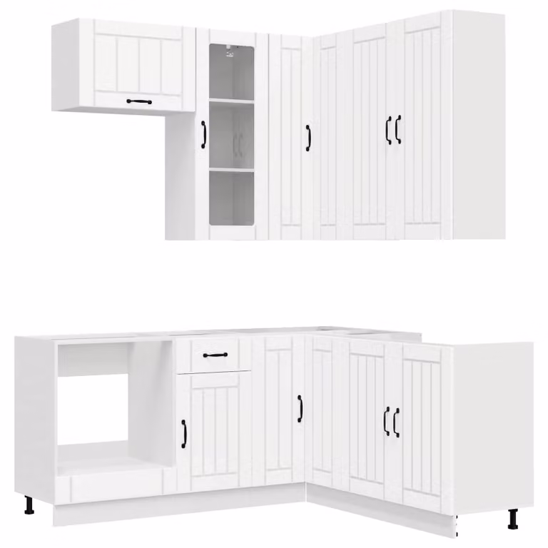 Set cucina LUCCA, 8 pezzi, bianco, realizzato in materiale composito di legno