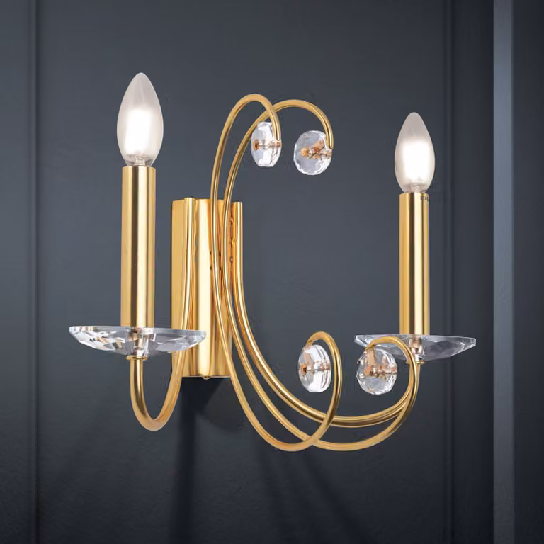 ORION Applique da parete in cristallo Ariane, dimmerabile, Ottone / Oro, Soggiorno / Sala da pranzo, Metallo, Applique