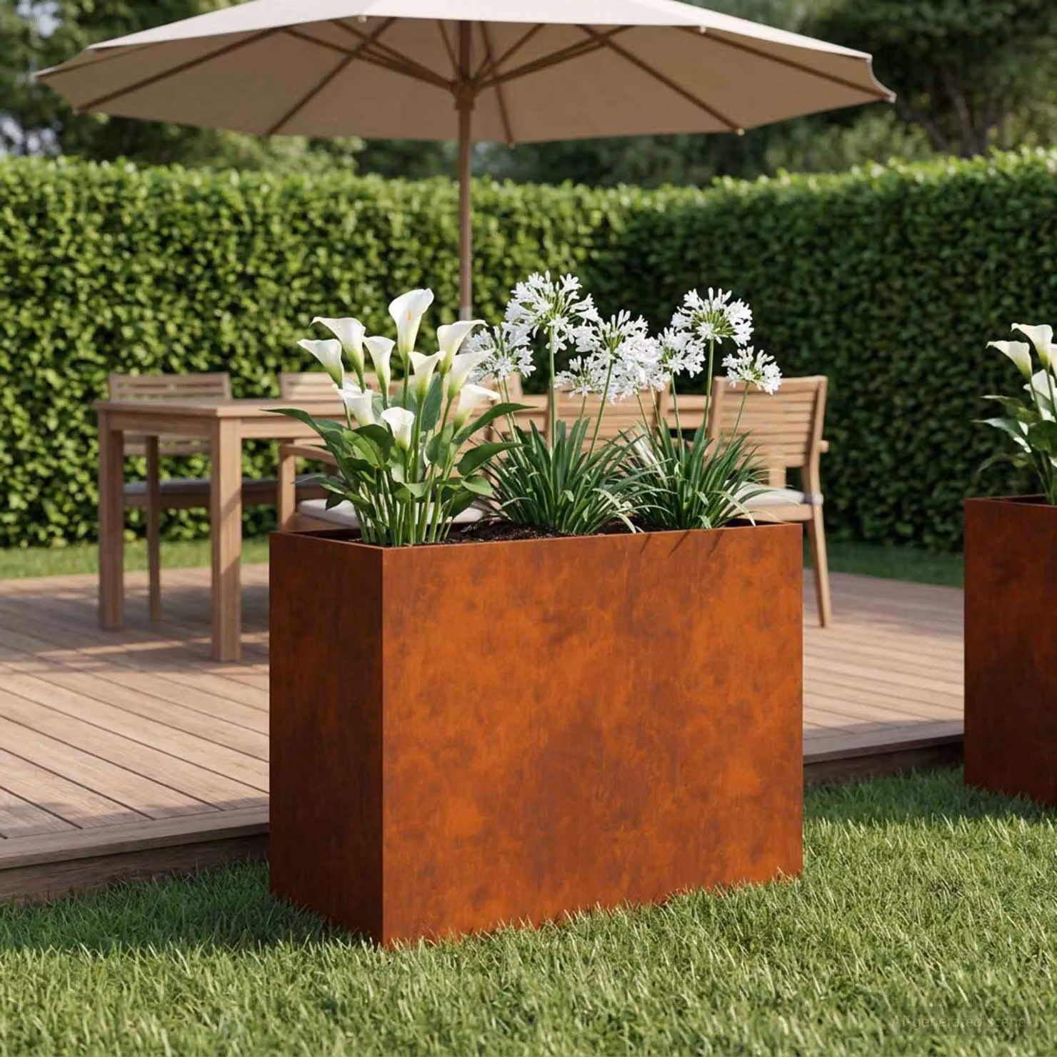 Vaso da giardino vidaXL in acciaio Corten color marrone L: 60 cm, P: 30 cm, H: 40 cm