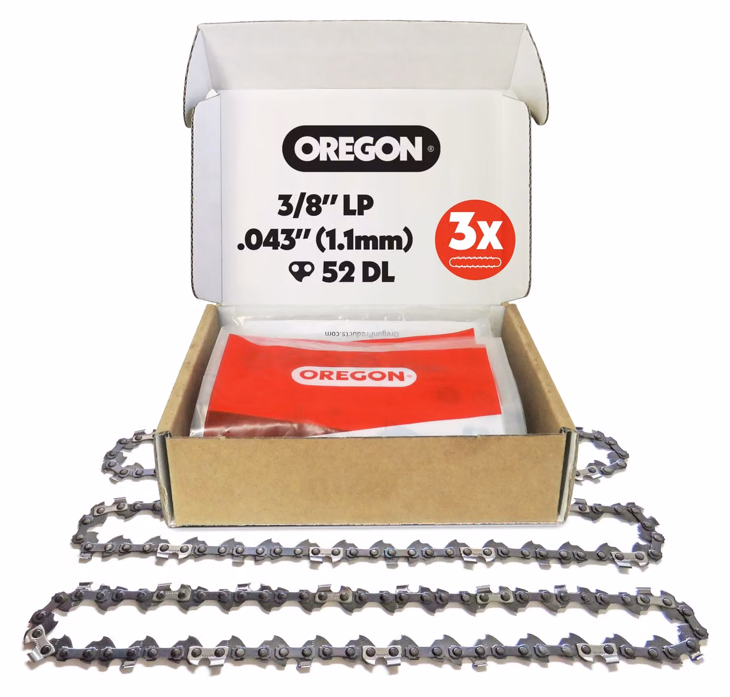 3 catene motosega AdvanceCut, passo 3/8 pollici, spessore 1,1 mm, con 52 maglie, compatibili con lame da 35 cm
