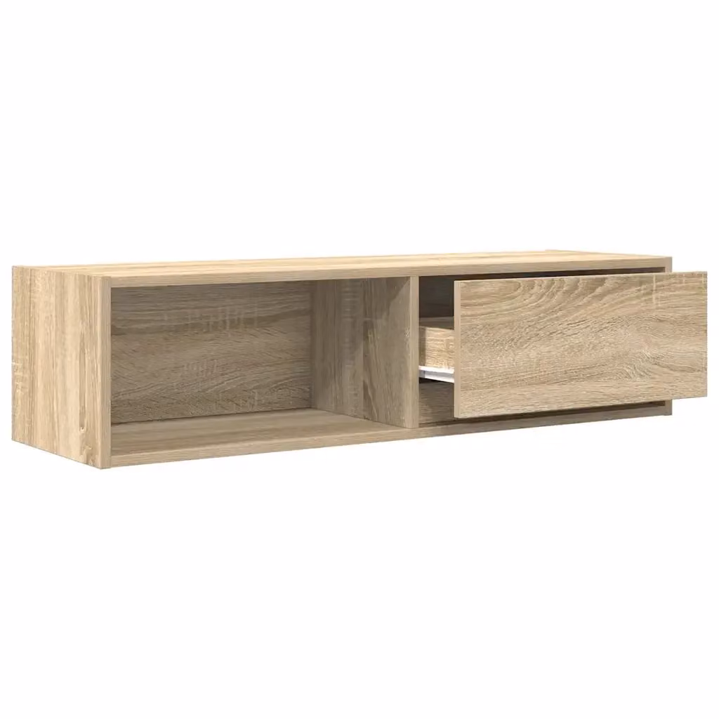 Set di 2 mobili porta TV da parete moderni HELLOSHOP26 in legno composito color rovere Sonoma marrone L: 100 cm, P: 31 cm, H: 25,5 cm – 2