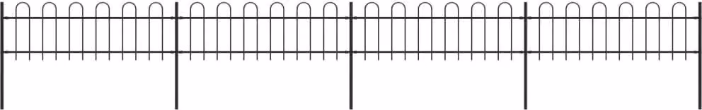 Recinzione da Giardino con Parte Superiore ad Anello in Acciaio 714,5x60 cm Nero
