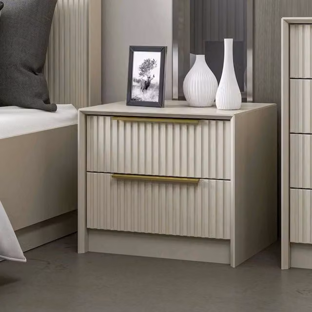 Moke, Comodino 2 Cassetti, 53x45x45h cm Grigio Cemento