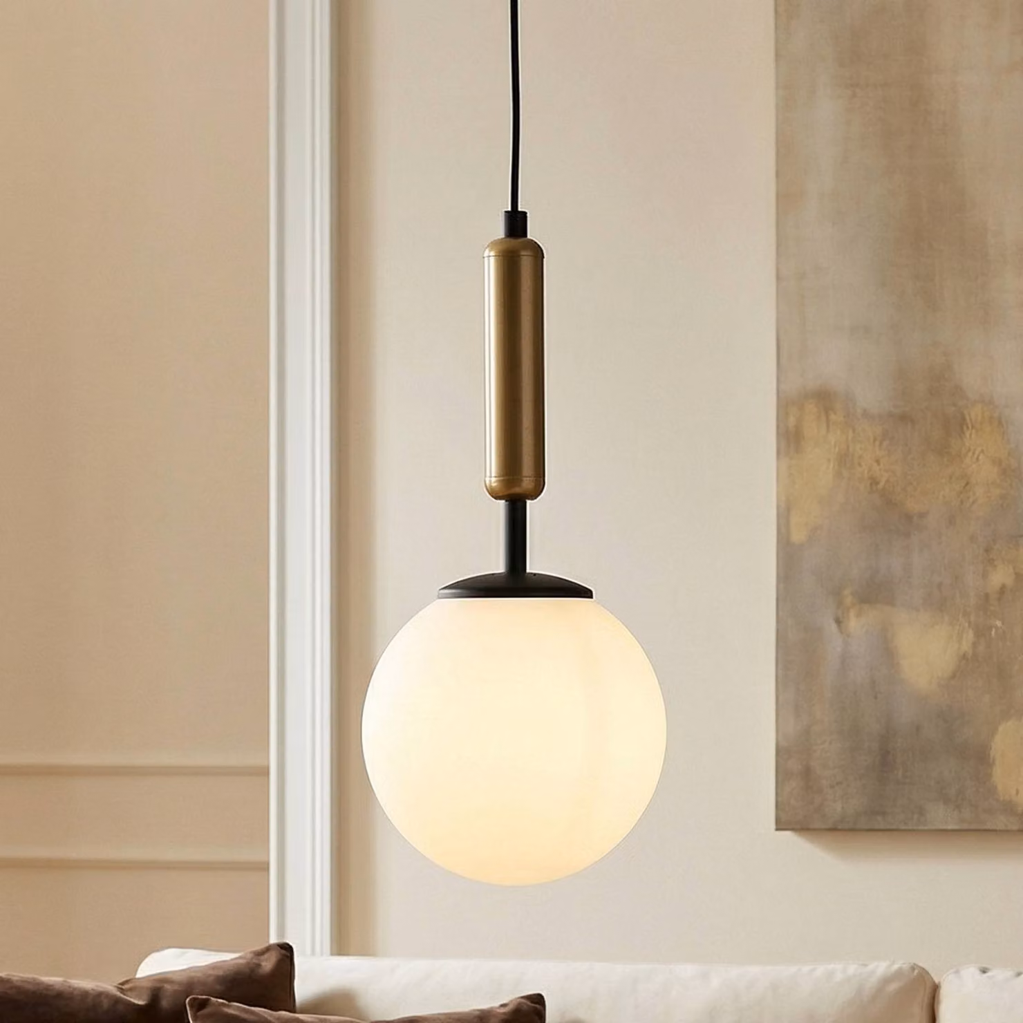 Lampada a sospensione in vetro Nalo Luminex, dimmerabile, Nero, Soggiorno / Sala da pranzo, Metallo, Moderno, Lampada a sospensione