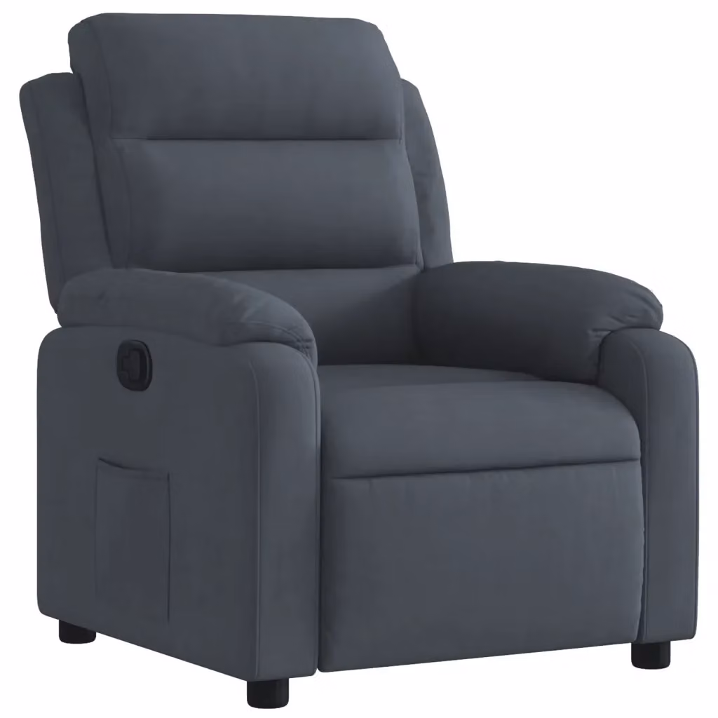 Poltrona Reclinabile Relax vidaXL in Velluto Grigio con Braccioli e Regolazione Manuale – 2