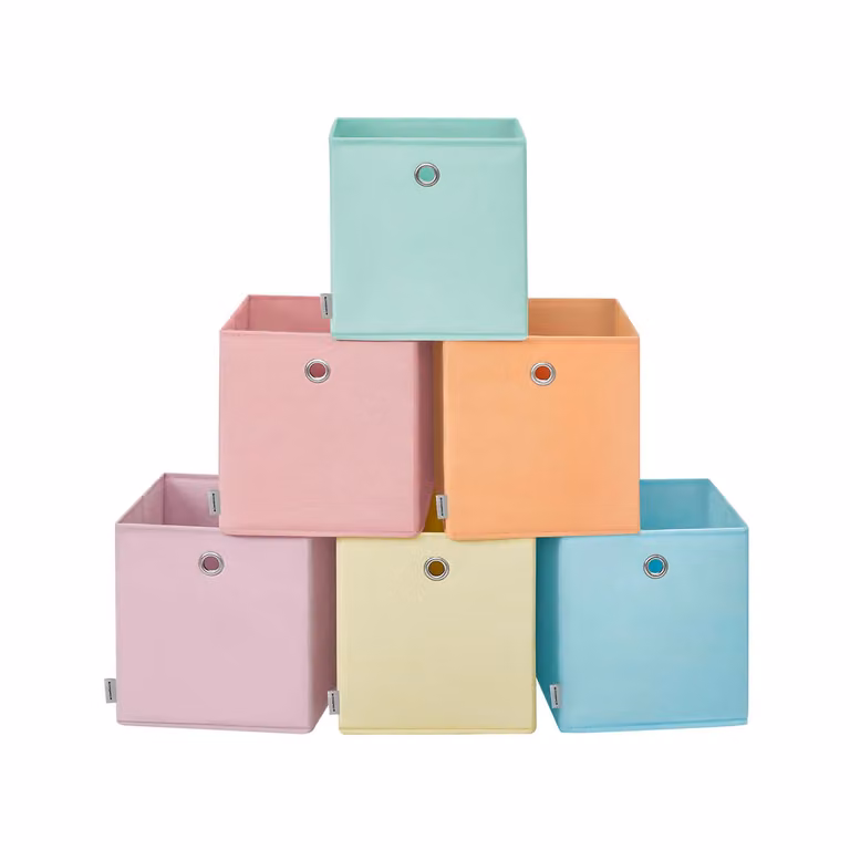 Set di scatole portaoggetti pieghevoli in tessuto organizzatori, Viola Lavanda + Blu Freddo + Verde Lunare + Rosa T / 26L x 26l x 28H cm
