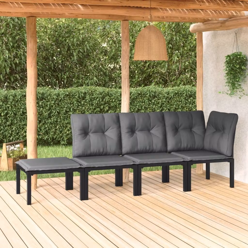 Maison Exclusive - Set da giardino 4 pezzi in polyrattan nero e grigio