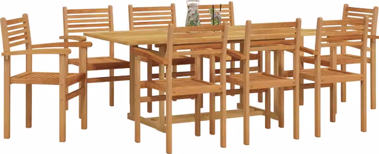 Set da Pranzo per Giardino 9 pcs Marrone Legno di teak solido