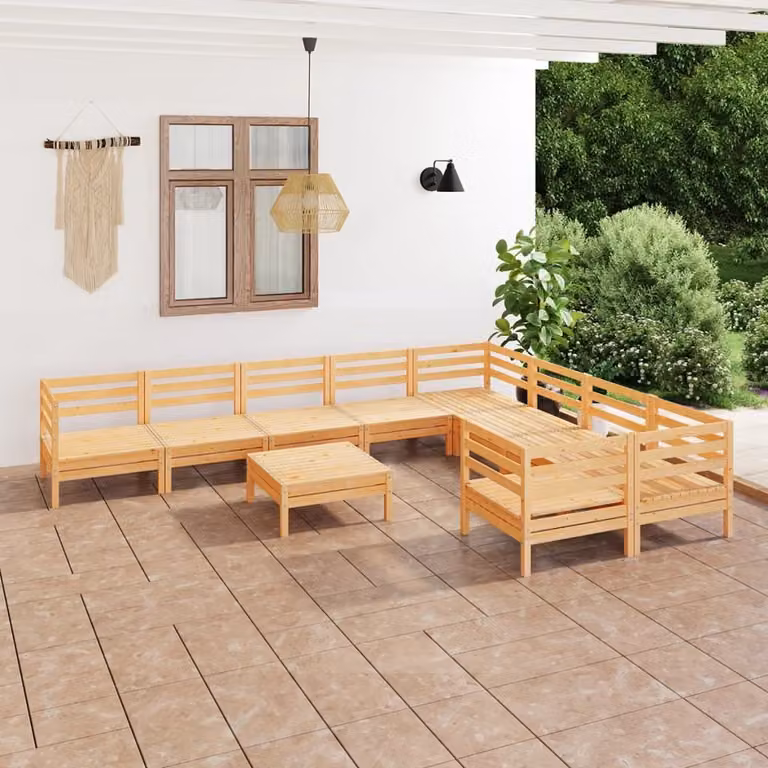 The Living Store Set da salotto da giardino in pino massiccio da 10 pezzi