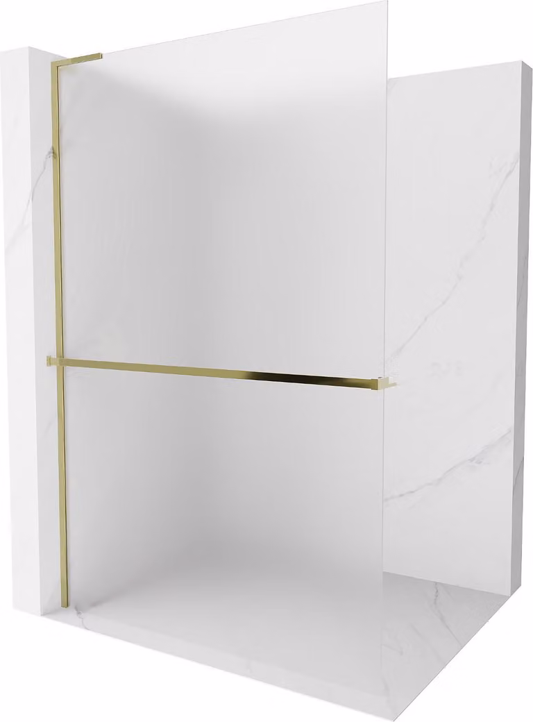 Mexen Kioto+ L parete doccia con mensola Walk-in 90 x 200 cm, ghiaccio, oro - 800-090-123-50-30