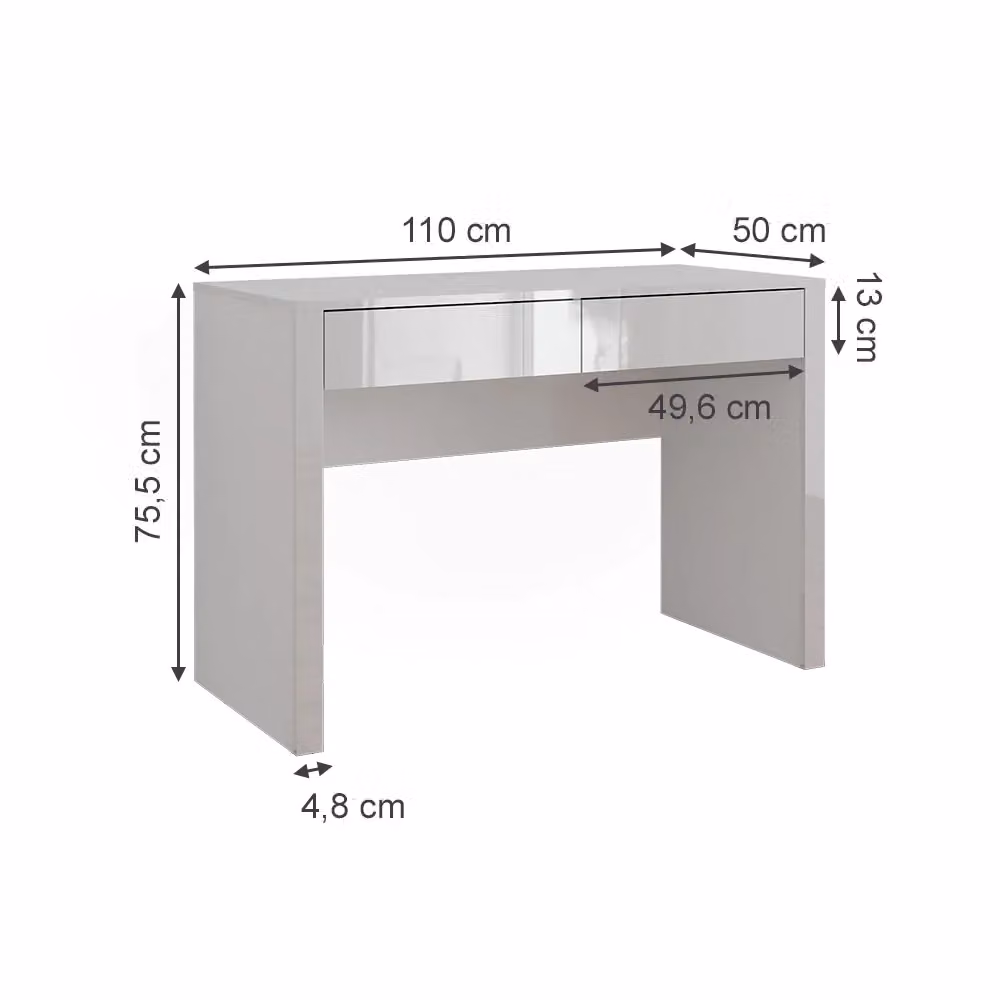 Tavolo da toilette Annabelle Vicco Bianco lucido con 2 cassetti L: 110 cm, P: 50 cm, H: 75,5 cm – 2