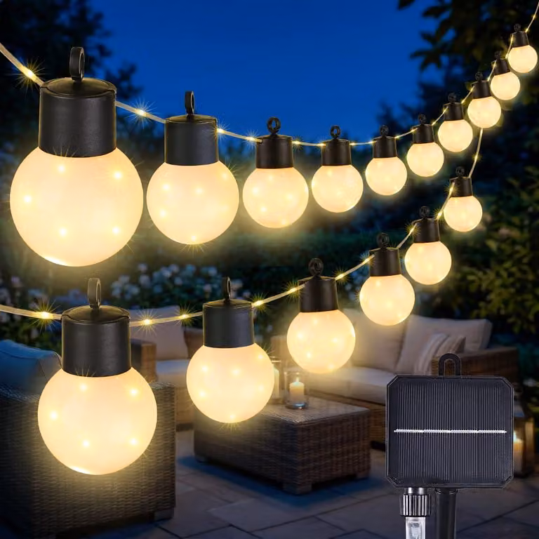 Catena luminosa solare, lunghezza 6,8 metri, 215 LED, 8 modalità, grado di protezione IP65, modello G50