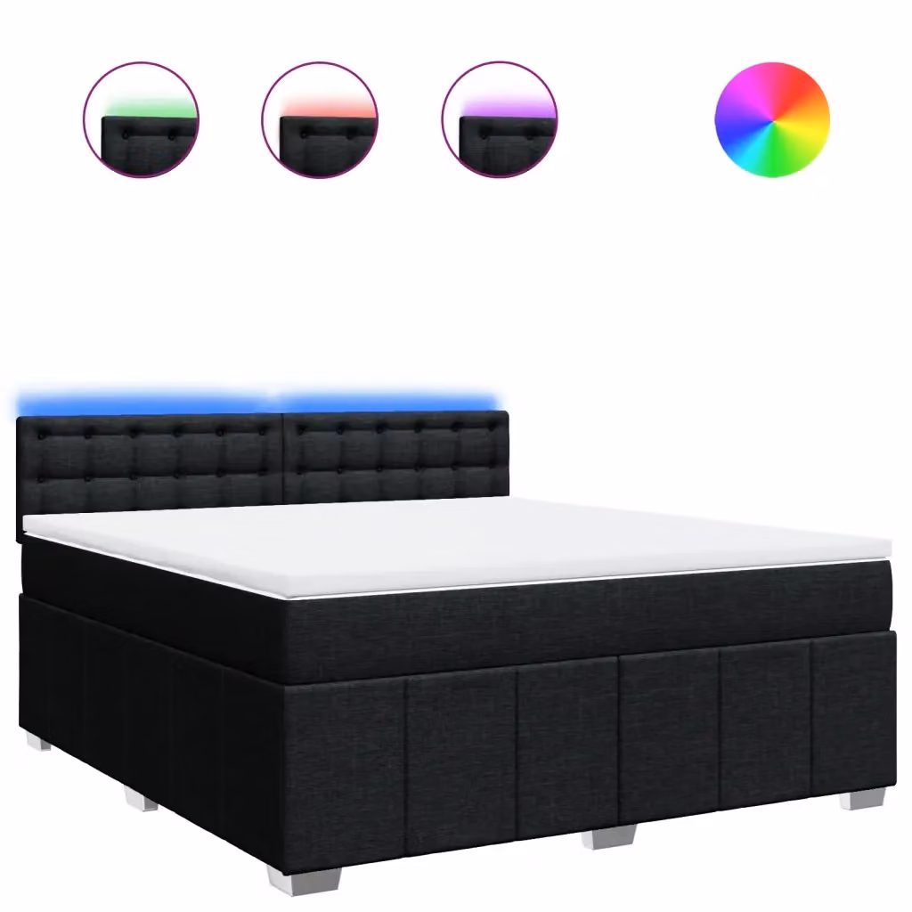 Letto Ibrido vidaXL con Materasso Nero e Struttura in Legno di Pino, Illuminazione Sotto il Letto e Porta USB, L/P: 180 x 200 cm – 2