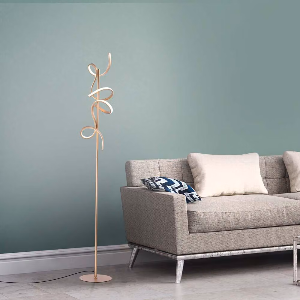 Lampada da terra a LED, ottone opaco, dimmerabile, H 156 cm