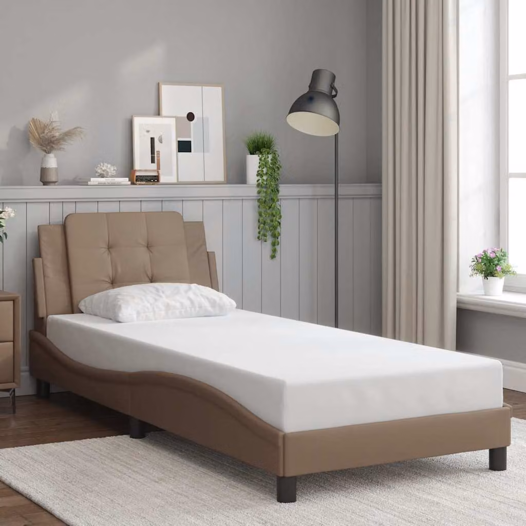 Giroletto senza materasso vidaXL Zadar color cappuccino in similpelle con struttura in legno e doghe fisse L/P: 200 x 80 cm