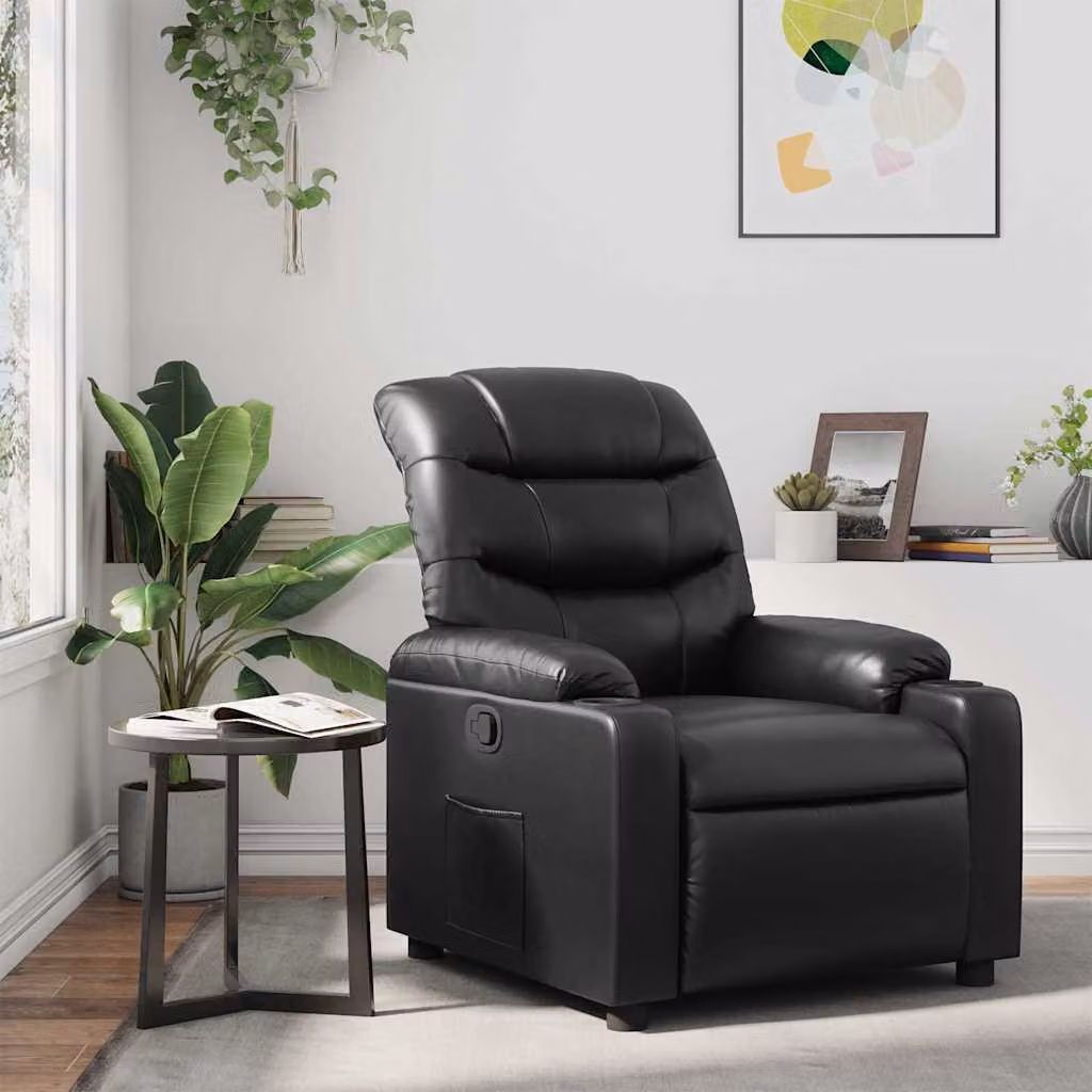 Poltrona Reclinabile Relax vidaXL in Similpelle Nera con Braccioli e Regolazione Manuale