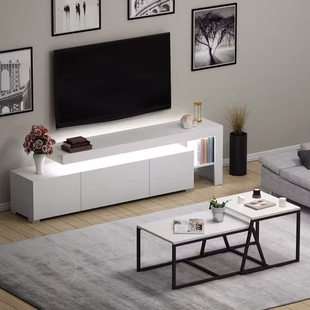Gizzeria, set Mobili da Soggiorno Modulabile, Bianco