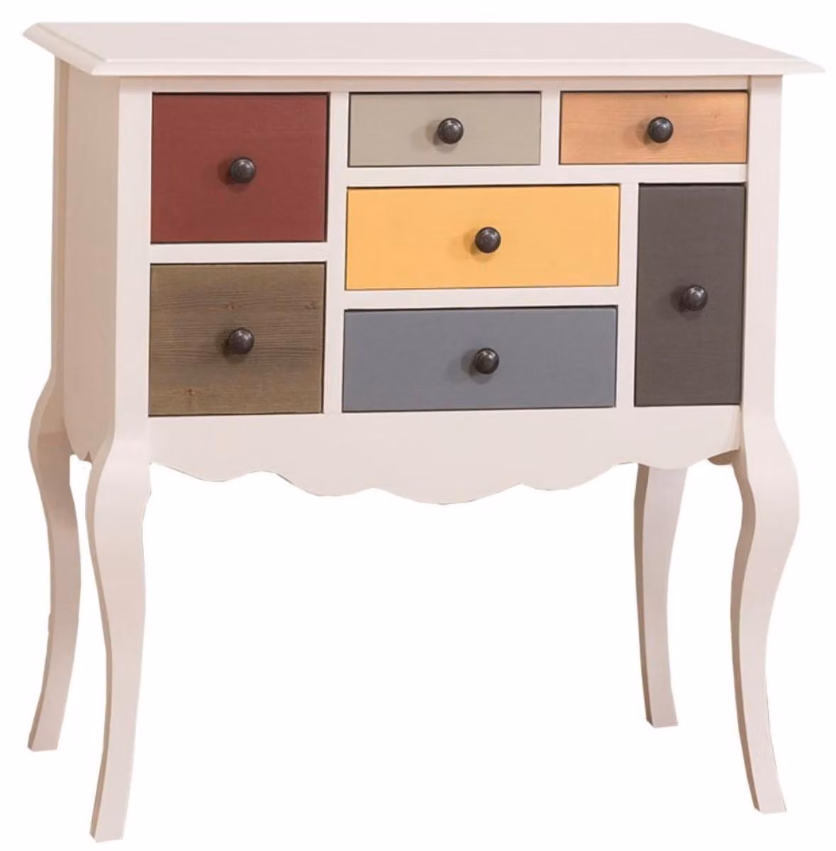 Casa Padrino cassettiera in stile country crema / multicolore 80 x 48 x h. 82 cm - Cassettiera in stile country con 7 cassetti