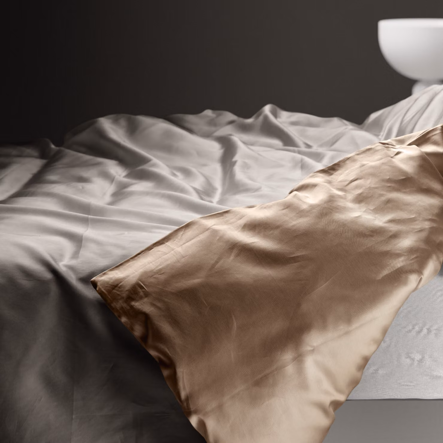 Copripiumino reversibile DaunenStep Oasi Kiss in cotone Mako Satin beige con chiusura a zip – 2