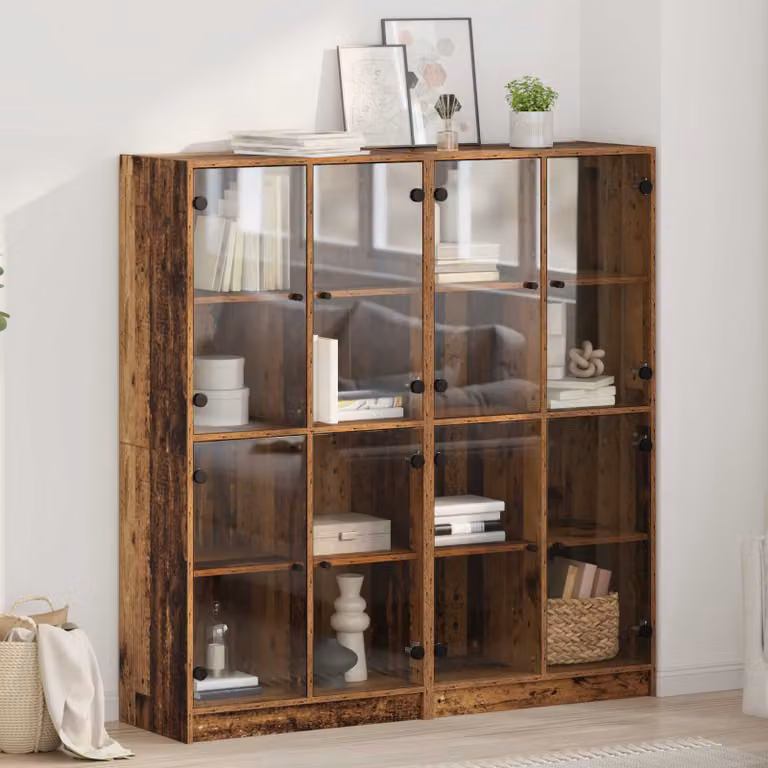 Set di 2 credenze vidaXL in legno vecchio per soggiorno e sala da pranzo, L/P/H: 68 x 37 x 142 cm