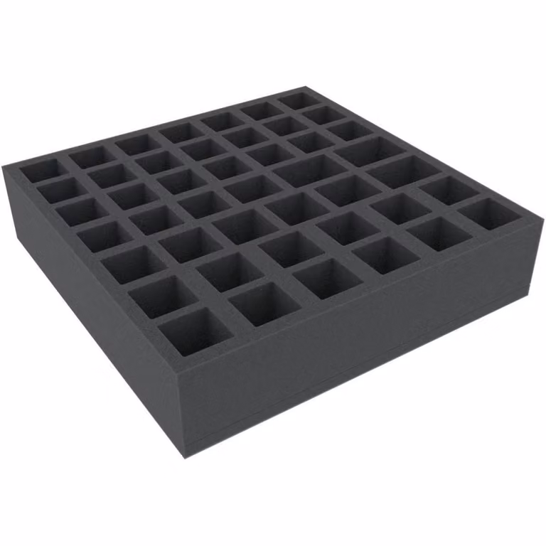 Inserto in schiuma 285x285x65 mm per miniature da giochi da tavolo, 45 scomparti