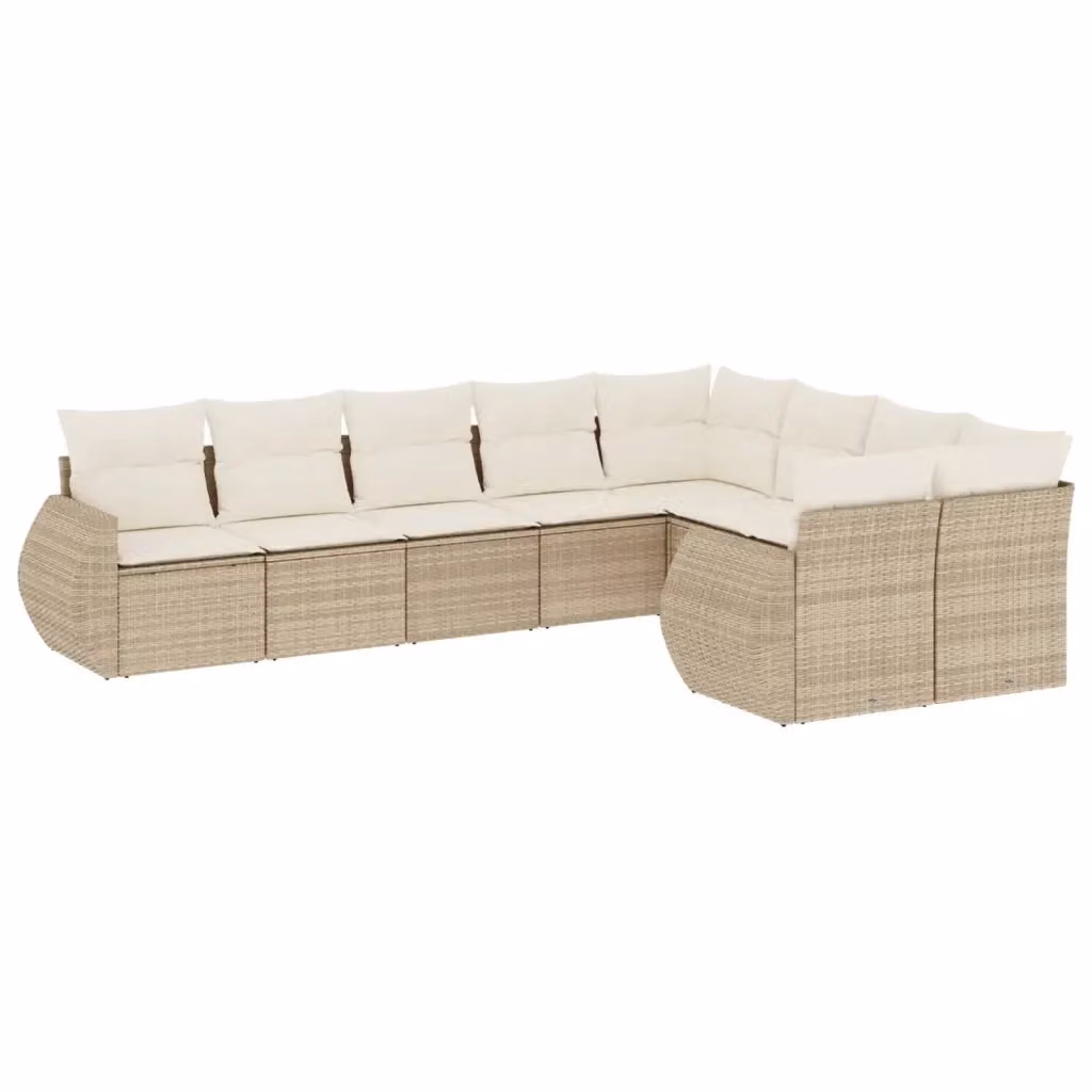 vidaXL Set Divano da Giardino a L 9 pz con Cuscini Beige e Struttura in Metallo – 2
