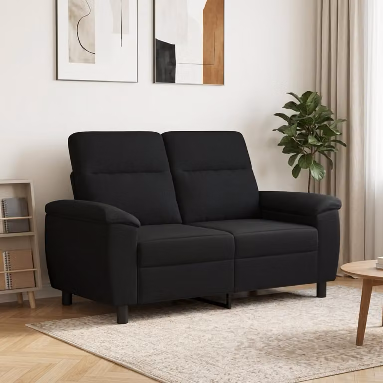 Divano moderno vidaXL in tessuto nero con struttura in metallo L: 158 cm, P: 90 cm, H: 95 cm