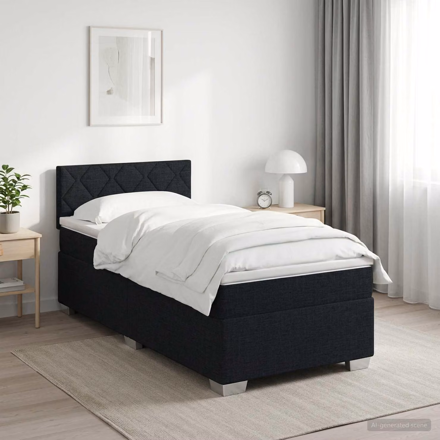 Maison Exclusive - Letto boxspring con materasso nero 100 x 200 cm Tessuto
