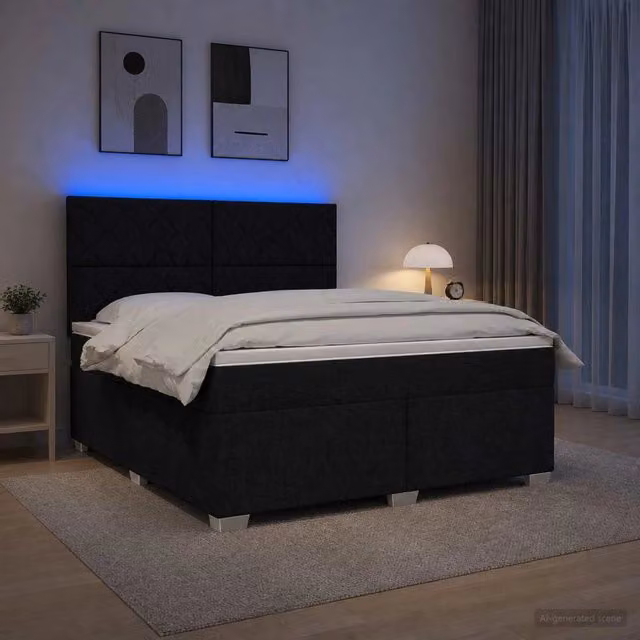Letto box spring vidaXL con materasso a molle insacchettate e base contenitore, colore nero, L/P: 180 x 200 cm – 1