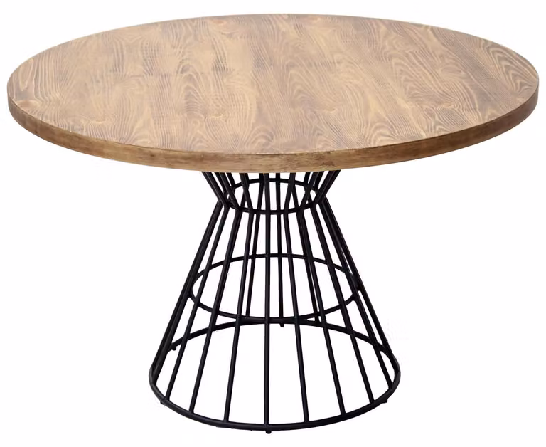 Tavolo da pranzo in MDF/metallo, finitura naturale/nero, dimensioni 120x120x76 cm