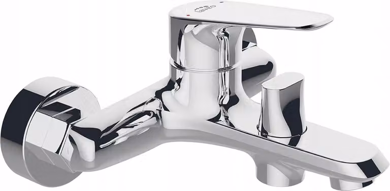 Miscelatore da bagno di design per montaggio a parete senza set doccia cromo